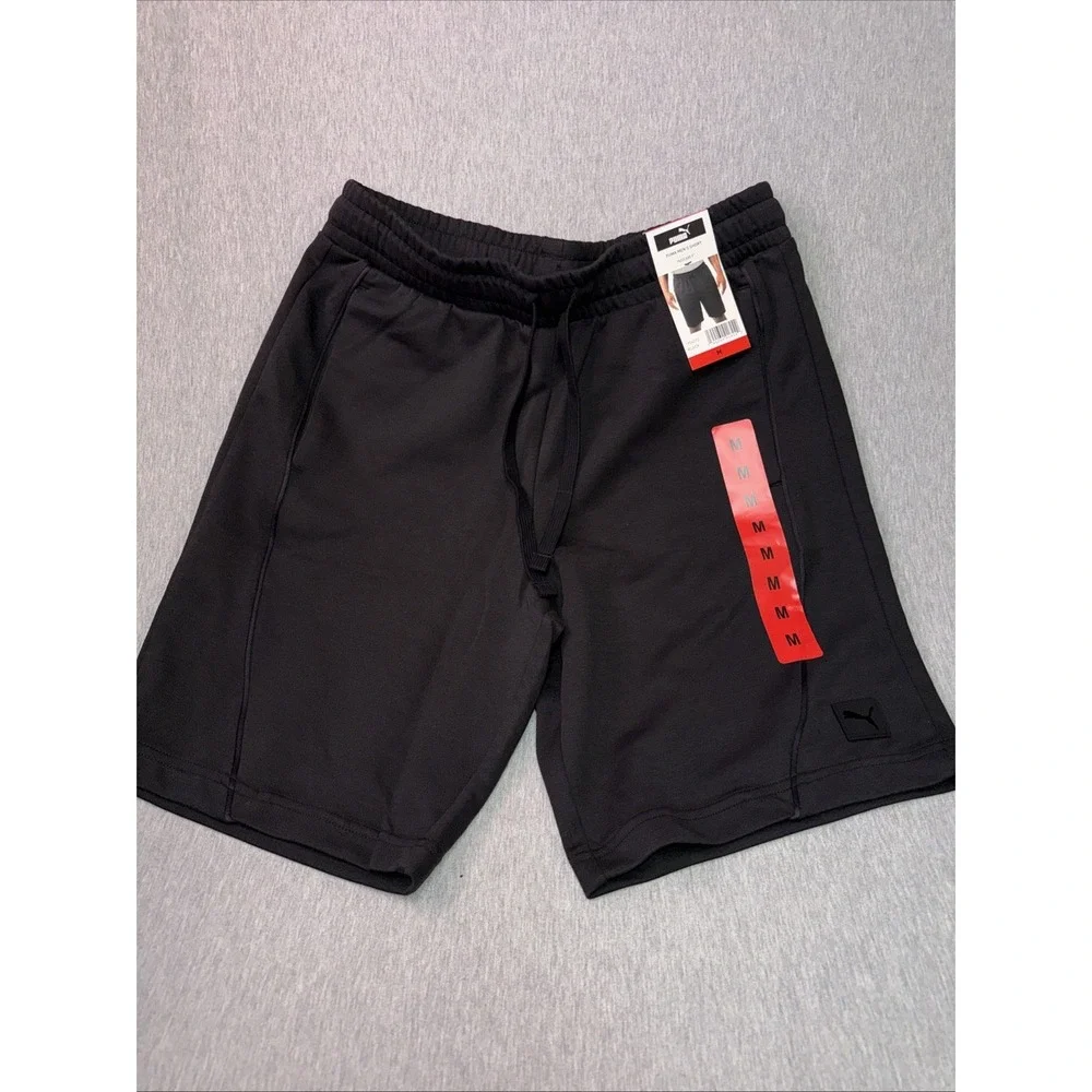 Puma Men's Black Sweat Shorts Size M Drawstring Athletic Lounge NWT